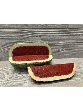 Wooden Watermelon Slice Primitive Folk Art Decor Americana Country Handmade 5”
